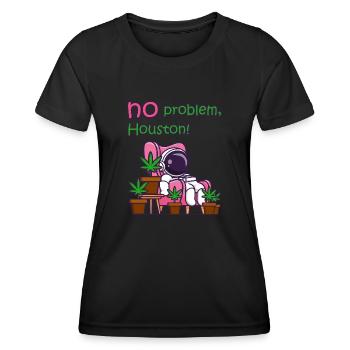 Hanfblatt Astronaut WEihnachten no problem - Frauen Funktions-T-Shirt - Schwarz - Vorne - AI Model Female 172 light (172cm)