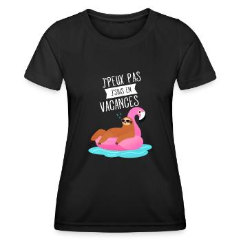 J'Peux Pas J'suis En Vacances Paresseux Flamant - Women's Functional T-Shirt - black - Front - AI Model Female 172 light (172cm)