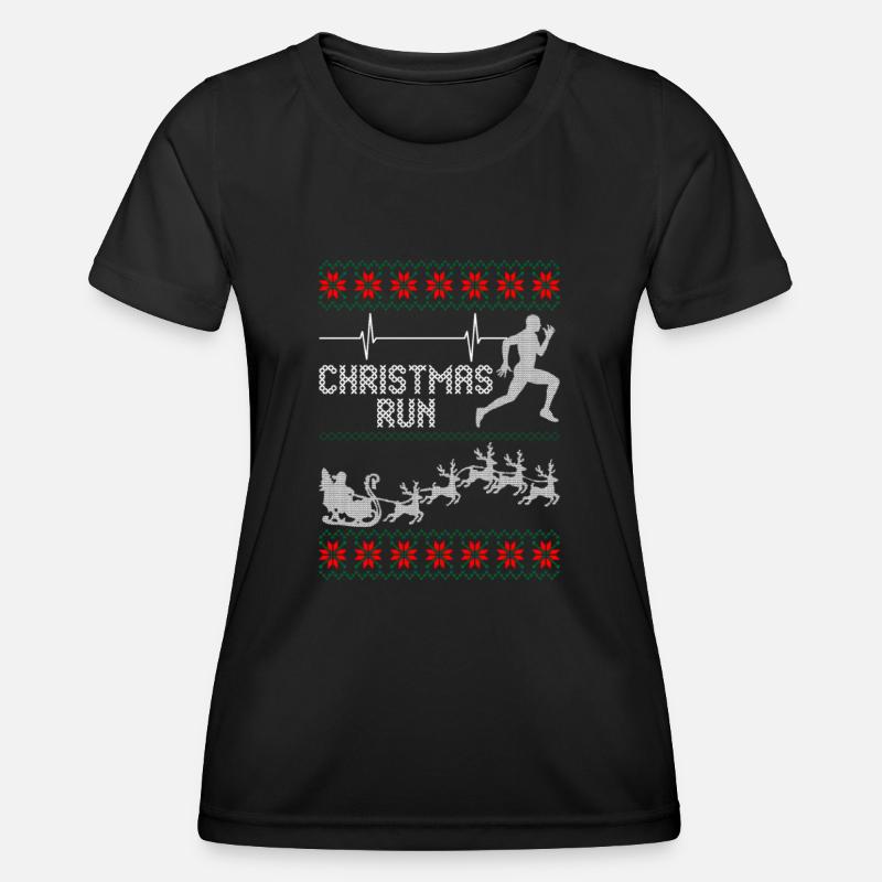 Christmas run running runner ugly - Women's Functional T-Shirt - black