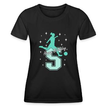 5. Geburtstag Fussball Fussballspielerin - Frauen Funktions-T-Shirt - Schwarz - Vorne - AI Model Female 172 light (172cm)