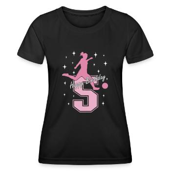 5. Geburtstag Fussball Fussballspielerin - Frauen Funktions-T-Shirt - Schwarz - Vorne - AI Model Female 172 light (172cm)