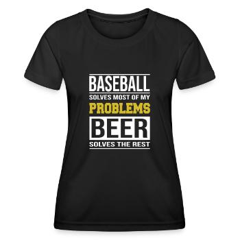 Baseball löst die meisten Probleme, Bier den Rest - Frauen Funktions-T-Shirt - Schwarz - Vorne - AI Model Female 172 light (172cm)