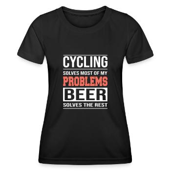 Le cyclisme résout la plupart de mes problèmes, la conception de vélos - T-shirt sport Femme - noir - Devant - AI Model Female 172 light (172cm)