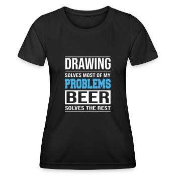 Drawing löst die meisten meiner Probleme - Frauen Funktions-T-Shirt - Schwarz - Vorne - AI Model Female 172 light (172cm)