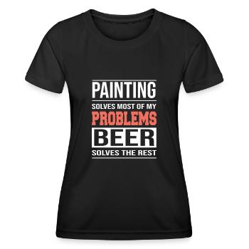 La peinture résout la plupart de mes problèmes - T-shirt sport Femme - noir - Devant - AI Model Female 172 light (172cm)