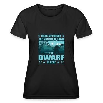 Zwerg, der Meister des Mutes, Zwergen Design - Frauen Funktions-T-Shirt - Schwarz - Vorne - AI Model Female 172 light (172cm)