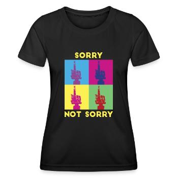 Désolé pas désolé. Design ironique et amusant - T-shirt sport Femme - noir - Devant - AI Model Female 172 light (172cm)