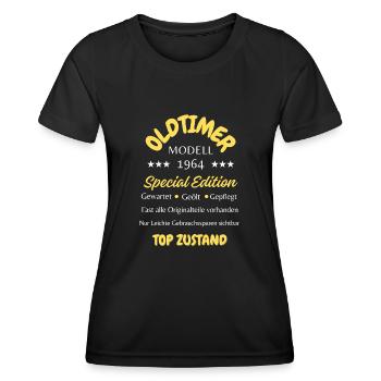 60.Geburtstag Oldtimer, 1964 - Frauen Funktions-T-Shirt - Schwarz - Vorne - AI Model Female 172 light (172cm)