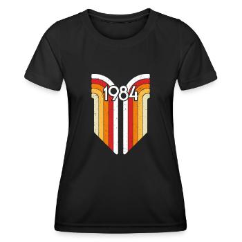 Cadeau 40 ans, Design Rétro, 1984 - T-shirt sport Femme - noir - Devant - AI Model Female 172 light (172cm)