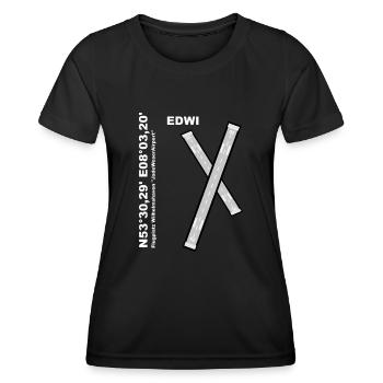 Flugplatz EDWI Design mit Namen und Koordinaten - Frauen Funktions-T-Shirt - Schwarz - Vorne - AI Model Female 172 light (172cm)