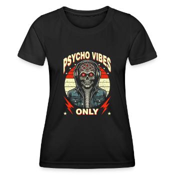Wild Mutant Skull Design Psycho Vibes Only" - Frauen Funktions-T-Shirt - Schwarz - Vorne - AI Model Female 172 light (172cm)