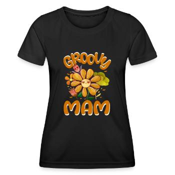 Groovy Mam Family Matching Vintage Family Outfit - Women's Functional T-Shirt - black - Front - AI Model Female 172 light (172cm)