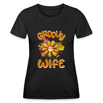Groovy Wife Family Matching Vintage Family Outfit - Women's Functional T-Shirt - black - Front - AI Model Female 172 light (172cm)
