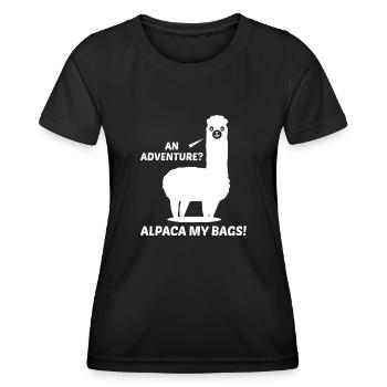 Une aventure ? Alpaga Mes Sacs! - T-shirt sport Femme - noir - Devant - AI Model Female 172 light (172cm)