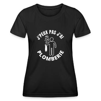 j peux pas j ai plomberie - T-shirt sport Femme - noir - Devant - AI Model Female 172 light (172cm)