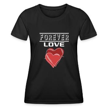 Liebe Forever I Love You Herz Hearts Wahre Liebe - Frauen Funktions-T-Shirt - Schwarz - Vorne - AI Model Female 172 light (172cm)