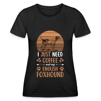 English Foxhound Kaffee Retro Hund Cafe - Frauen Funktions-T-Shirt - Schwarz - Vorne - AI Model Female 172 light (172cm)