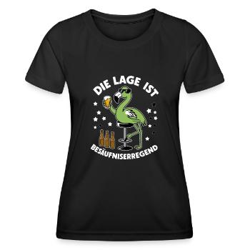 Lustiger grüner Flamingo - Frauen Funktions-T-Shirt - Schwarz - Vorne - AI Model Female 172 light (172cm)