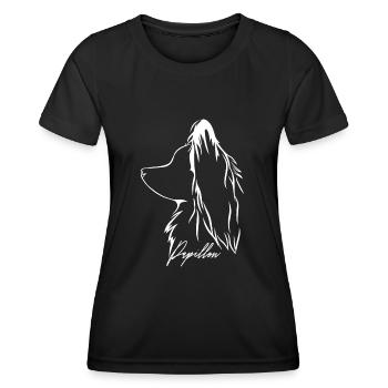 PAPILLON Profil Hunde Hund Wilsigns - Frauen Funktions-T-Shirt - Schwarz - Vorne - AI Model Female 172 light (172cm)
