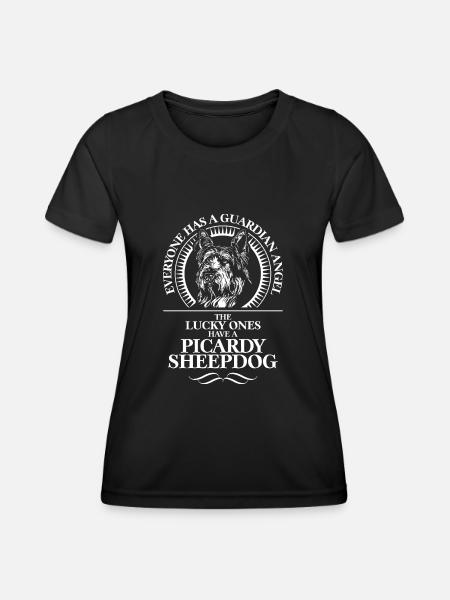 PICARDY SHEEPDOG Guardian Angel Dog Saying Dogs - Women's Functional T-Shirt - black