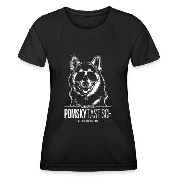 POMSKYTASTISCH Pomsky Hunde Spruch Hund Wilsigns - Frauen Funktions-T-Shirt - Schwarz - Vorne - AI Model Female 172 light (172cm)