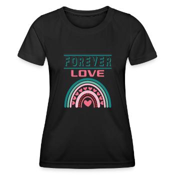 Liebe Forever I Love You Herz Hearts Wahre Liebe - Frauen Funktions-T-Shirt - Schwarz - Vorne - AI Model Female 172 light (172cm)