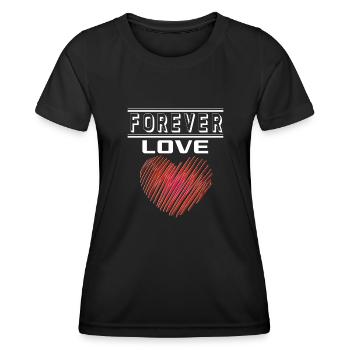 Liebe Forever I Love You Herz Hearts Wahre Liebe - Frauen Funktions-T-Shirt - Schwarz - Vorne - AI Model Female 172 light (172cm)