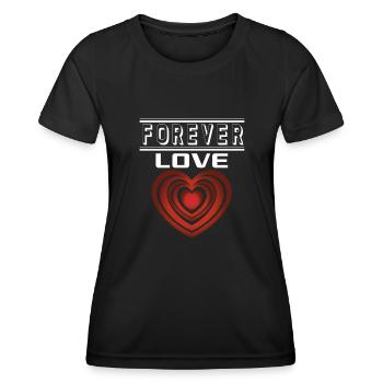 Liebe Forever I Love You Herz Hearts Wahre Liebe - Frauen Funktions-T-Shirt - Schwarz - Vorne - AI Model Female 172 light (172cm)