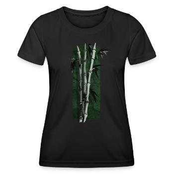 Zen Tranquility : Élégante bambouseraie - T-shirt sport Femme - noir - Devant - AI Model Female 172 light (172cm)