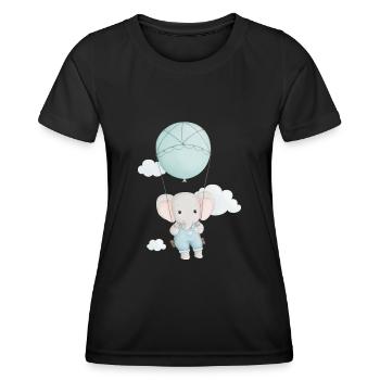 niedlicher Elefant auf einer Schaukel - Frauen Funktions-T-Shirt - Schwarz - Vorne - AI Model Female 172 light (172cm)