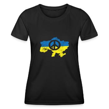 Signe de paix devant le drapeau ukrainien - T-shirt sport Femme - noir - Devant - AI Model Female 172 light (172cm)