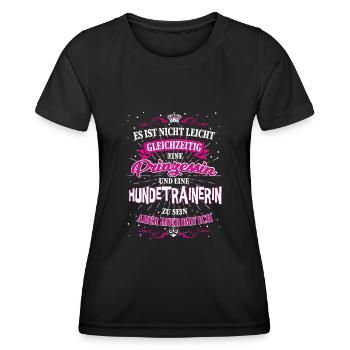 Hundetrainerin und Prinzessin T-Shirt - Frauen Funktions-T-Shirt - Schwarz - Vorne - AI Model Female 172 light (172cm)