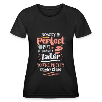 Nähen Faden Näher Maßschneider - Frauen Funktions-T-Shirt - Schwarz - Vorne - AI Model Female 172 light (172cm)