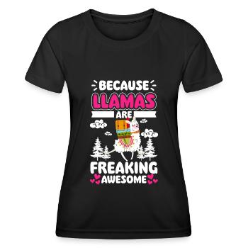 Lama Nutztier Tier Wolle - Frauen Funktions-T-Shirt - Schwarz - Vorne - AI Model Female 172 light (172cm)