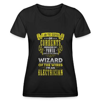 Elektroniker Watt Hochspannung - Frauen Funktions-T-Shirt - Schwarz - Vorne - AI Model Female 172 light (172cm)
