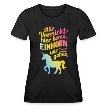 Einhorn Einhörner Fabelwesen Mystisch - Frauen Funktions-T-Shirt - Schwarz - Vorne - AI Model Female 172 light (172cm)