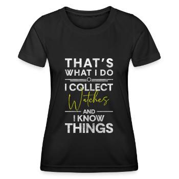 Montre-bracelet Mouvement suisse - T-shirt sport Femme - noir - Devant - AI Model Female 172 light (172cm)