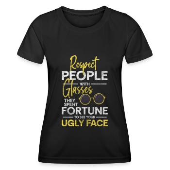 Lunettes Bijoux Mode Dioptrie - T-shirt sport Femme - noir - Devant - AI Model Female 172 light (172cm)