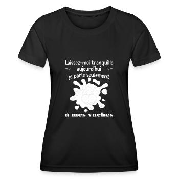 citation de vache, je parle seulement à mes vaches - T-shirt sport Femme - noir - Devant - AI Model Female 172 light (172cm)