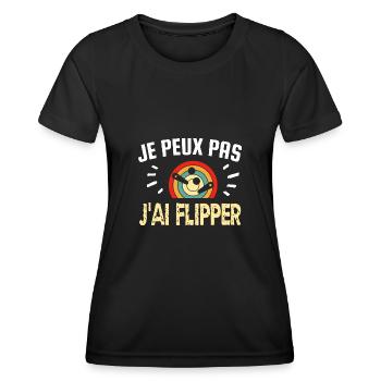 je peux pas j'ai flipper - T-shirt sport Femme - noir - Devant - AI Model Female 172 light (172cm)