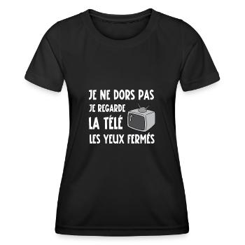 je ne dors pas - T-shirt sport Femme - noir - Devant - AI Model Female 172 light (172cm)