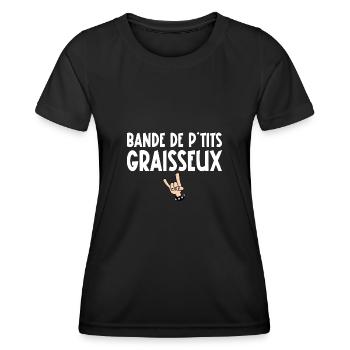 bande de p'tits graisseux - T-shirt sport Femme - noir - Devant - AI Model Female 172 light (172cm)