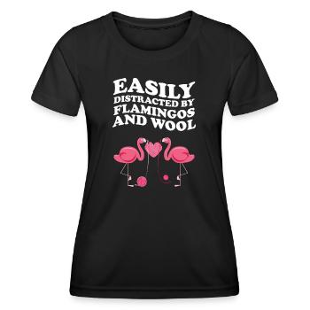 Easily Distracted By Flamingos And Wool Flamingo - Frauen Funktions-T-Shirt - Schwarz - Vorne - AI Model Female 172 light (172cm)