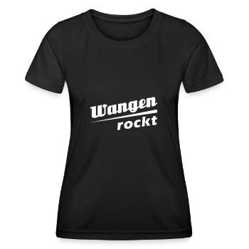 Wangen rockt - Textdesign mit Stadtnamen - Frauen Funktions-T-Shirt - Schwarz - Vorne - AI Model Female 172 light (172cm)