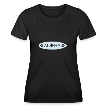 Aloha Surfbrett - Frauen Funktions-T-Shirt - Schwarz - Vorne - AI Model Female 172 light (172cm)