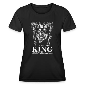 CHIHUAHUA King Dog Saying Dogs Wilsigns - Women's Functional T-Shirt - black - Front - AI Model Female 172 light (172cm)