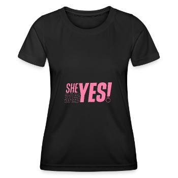 Sie hat Ja gesagt Verlobung Verlobt Verlobter - Frauen Funktions-T-Shirt - Schwarz - Vorne - AI Model Female 172 light (172cm)