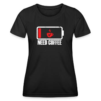 Low Battery I Need Coffee | Coffee Lover - Women's Functional T-Shirt - black - Front - AI Model Female 172 light (172cm)