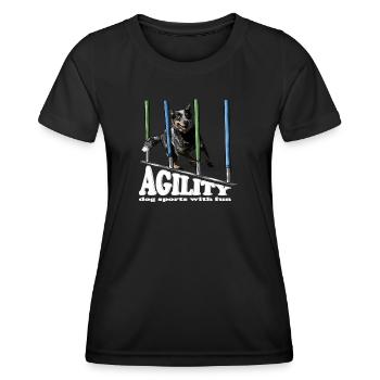 AGILITY Australian Cattle Dog Hundesport Wilsigns - Frauen Funktions-T-Shirt - Schwarz - Vorne - AI Model Female 172 light (172cm)