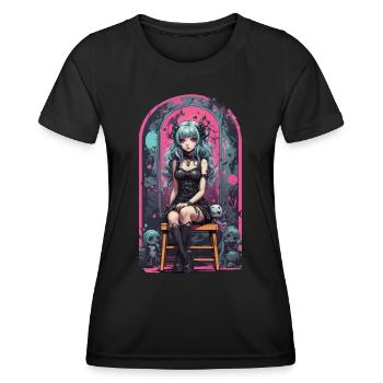 Pastel Goth Anime Kawaii E-Girl Style urbain - T-shirt sport Femme - noir - Devant - AI Model Female 172 light (172cm)